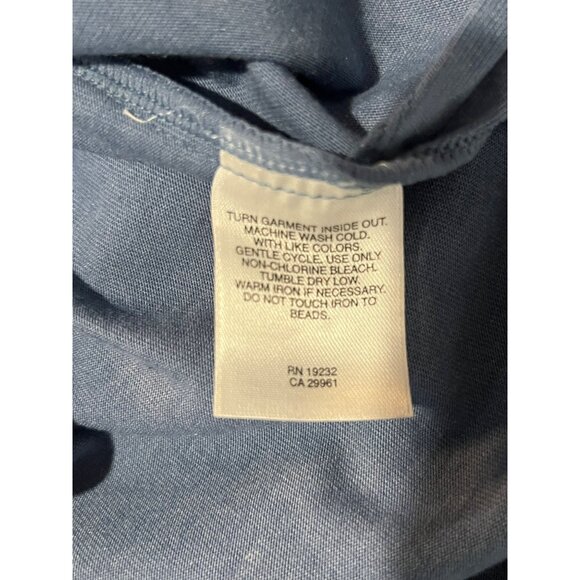 Alfred Dunner Women Blue Embellished Sequin Neckline 3/4 Sleeve Top L  Popover - Picture 12 of 14